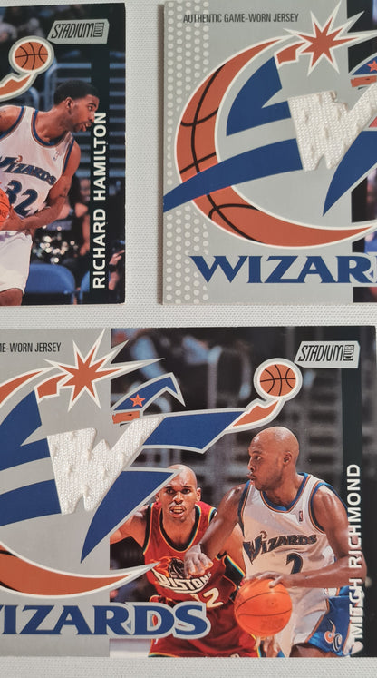 NBA Basketball (Lot of 5) - 2001 Topps Stadium Club Washington Wizards - Authentic Game-Worn Jersey (in Logo) / Patch