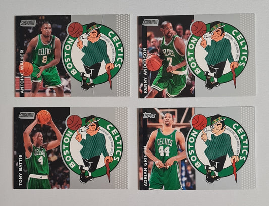 NBA Basketball (Lot of 4) - 2001 Topps Stadium Club Boston Celtics - Authentic Game-Worn Jersey (in Logo) /Patch