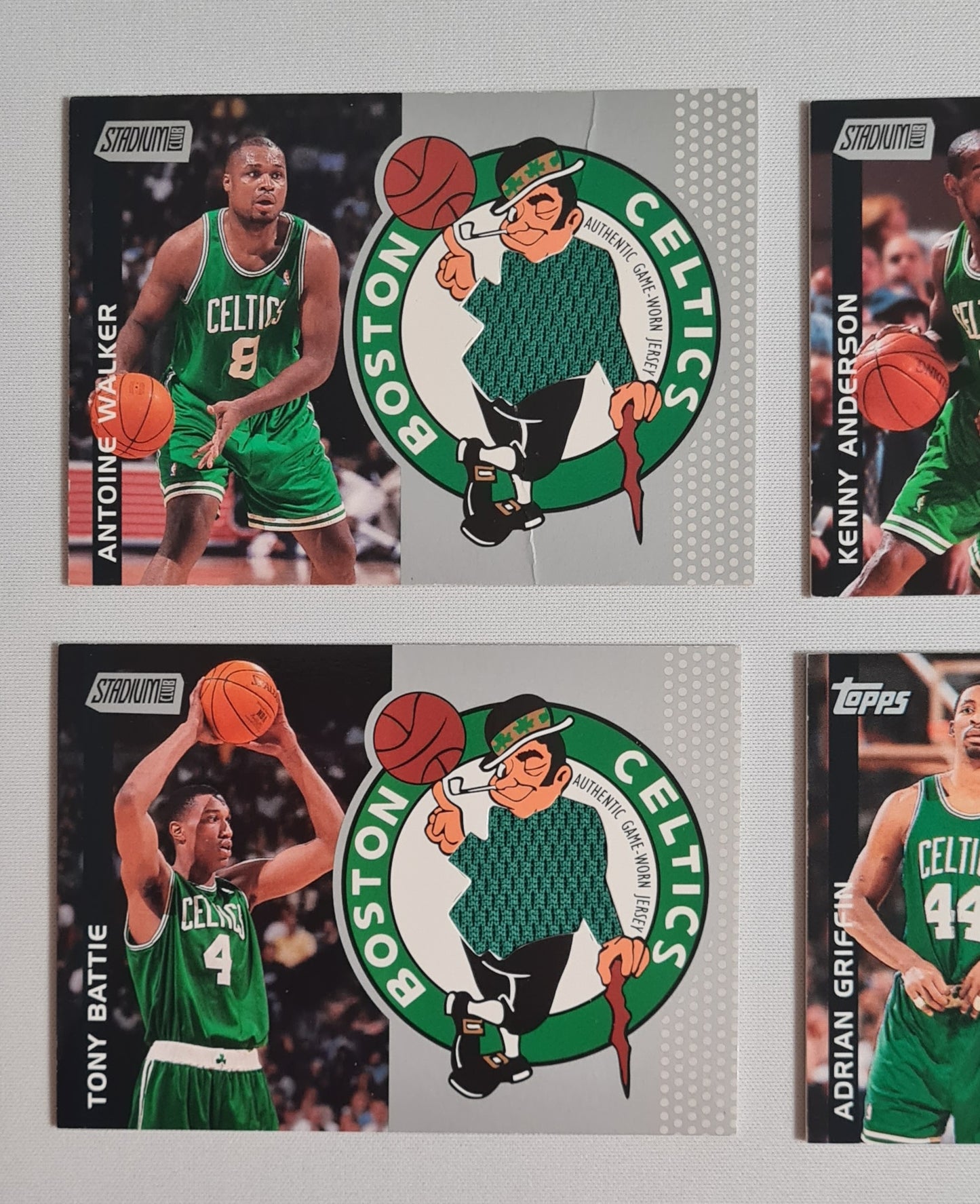 NBA Basketball (Lot of 4) - 2001 Topps Stadium Club Boston Celtics - Authentic Game-Worn Jersey (in Logo) /Patch