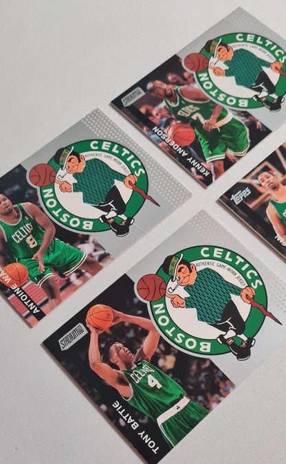 NBA Basketball (Lot of 4) - 2001 Topps Stadium Club Boston Celtics - Authentic Game-Worn Jersey (in Logo) /Patch