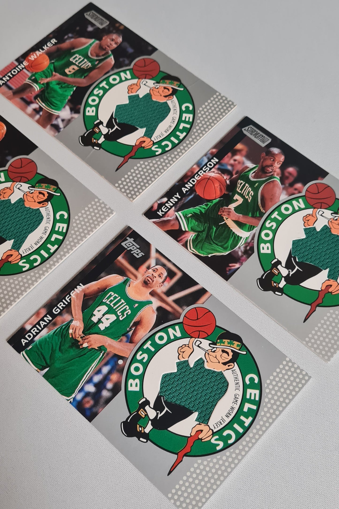 NBA Basketball (Lot of 4) - 2001 Topps Stadium Club Boston Celtics - Authentic Game-Worn Jersey (in Logo) /Patch