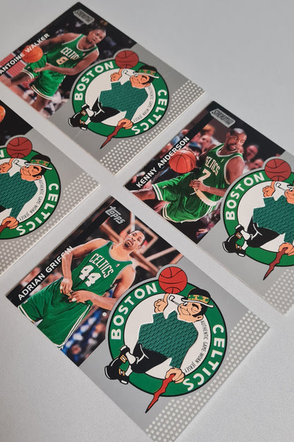 NBA Basketball (Lot of 4) - 2001 Topps Stadium Club Boston Celtics - Authentic Game-Worn Jersey (in Logo) /Patch