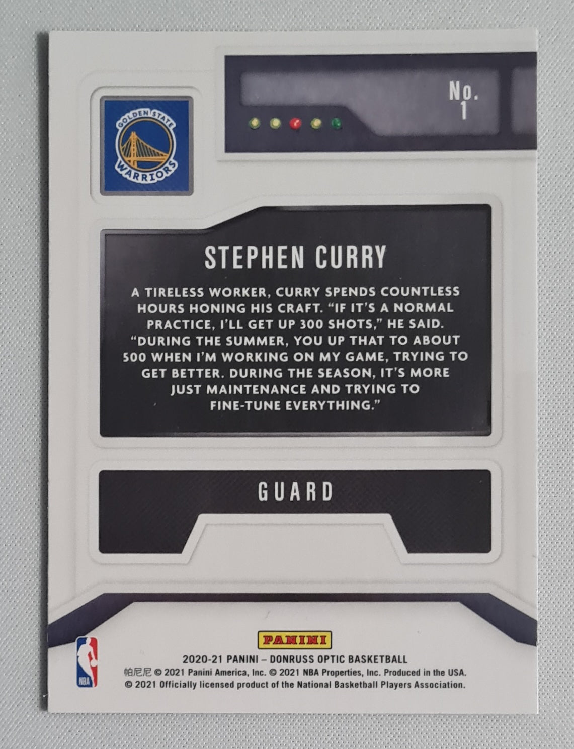 Stephen Curry - 2020/21 Panini Optic T-Minus - Basketball NBA Golden State Warriors #1