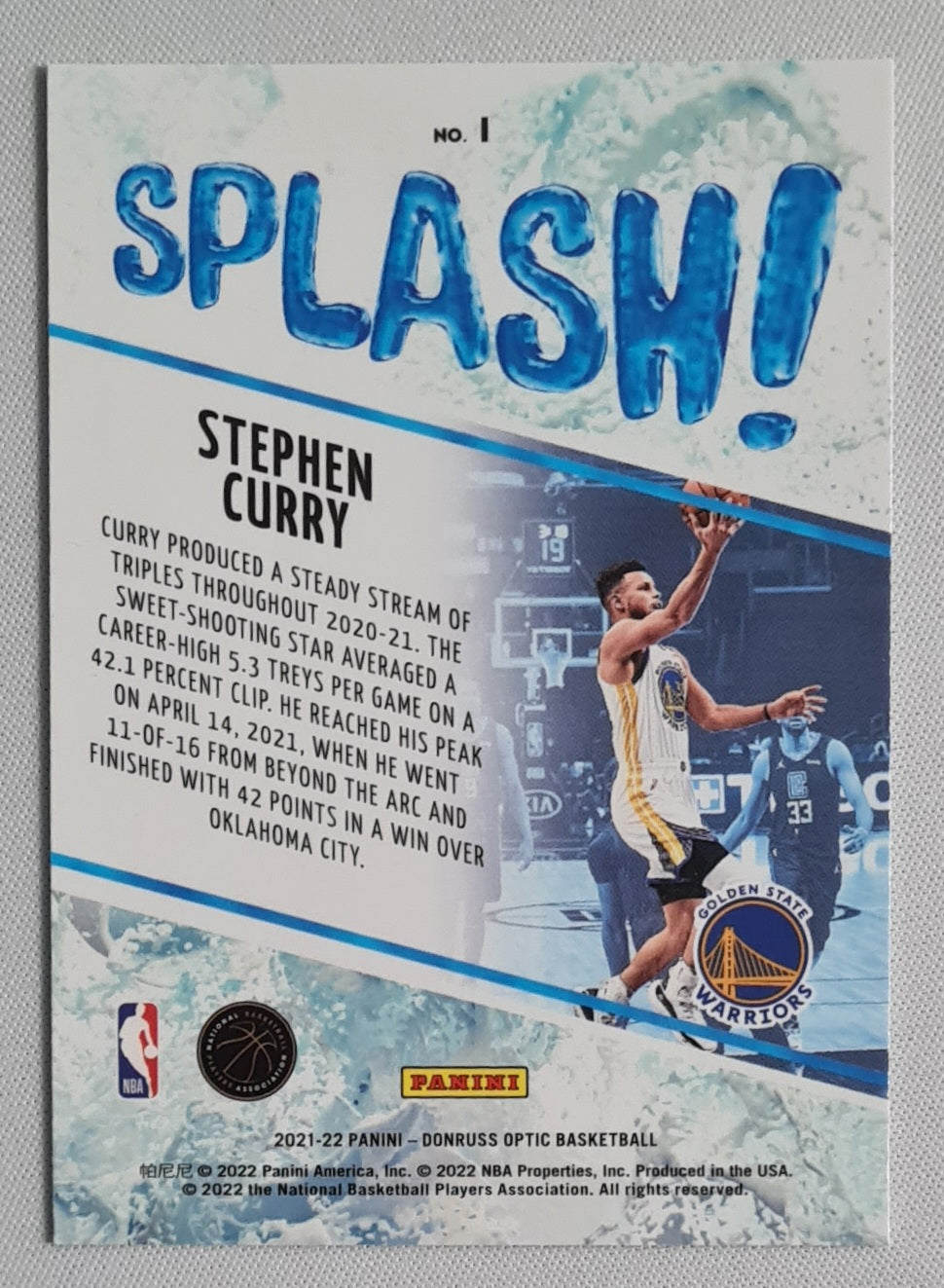 Stephen Curry - 2021/22 Panini Donruss Optic Basketball SPLASH! - Basketball NBA Golden State Warriors #1