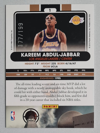 Kareem Abdul-Jabbar - 2010 Panini Basketball Hall of Fame NBA L.A. Lakers #1 /199