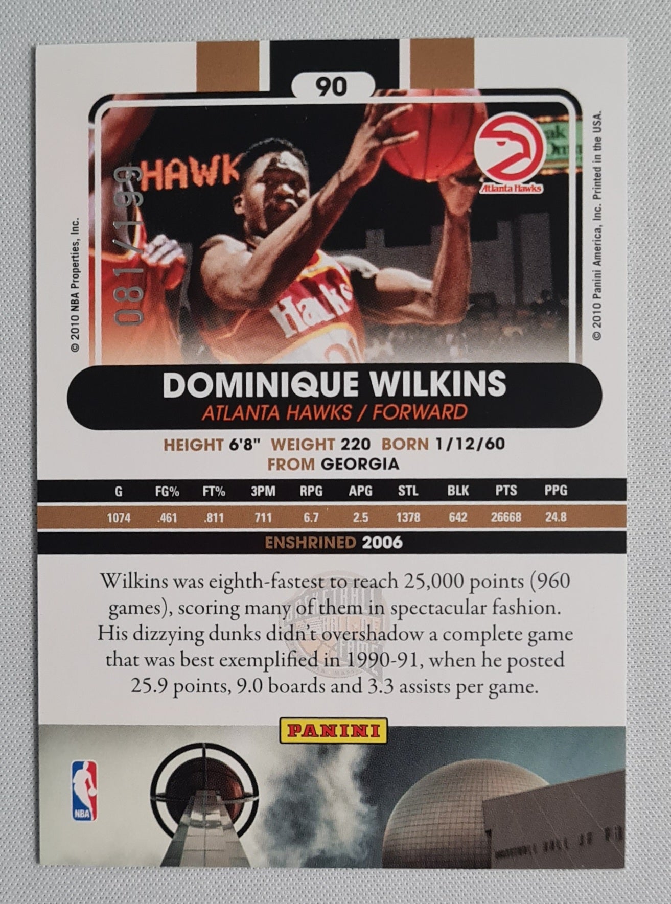 NBA Basketball (lot of 12 Cards) - 2010 Panini Basketball Hall of Fame 12x /199