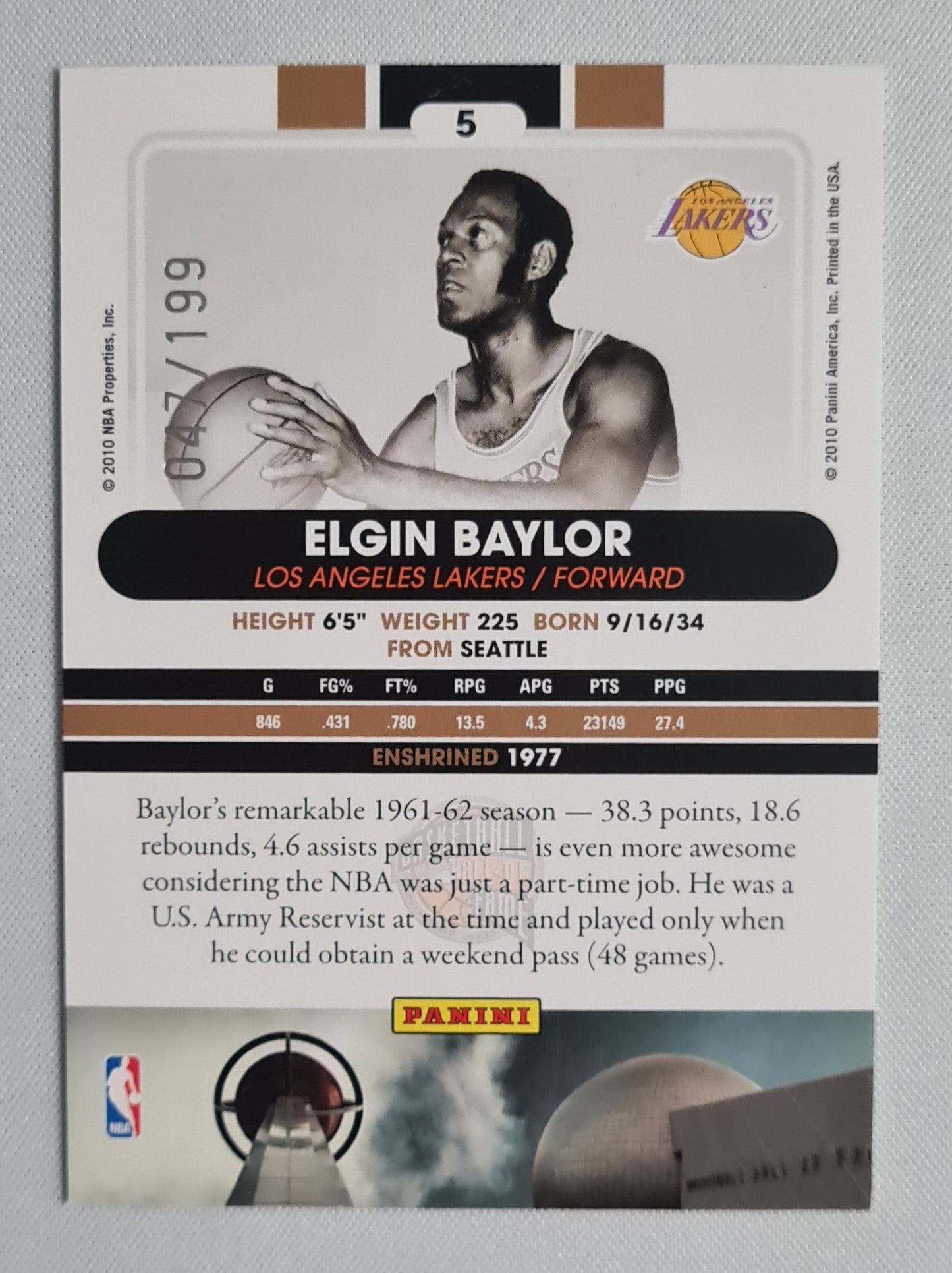 NBA Basketball (lot of 12 Cards) - 2010 Panini Basketball Hall of Fame 12x /199