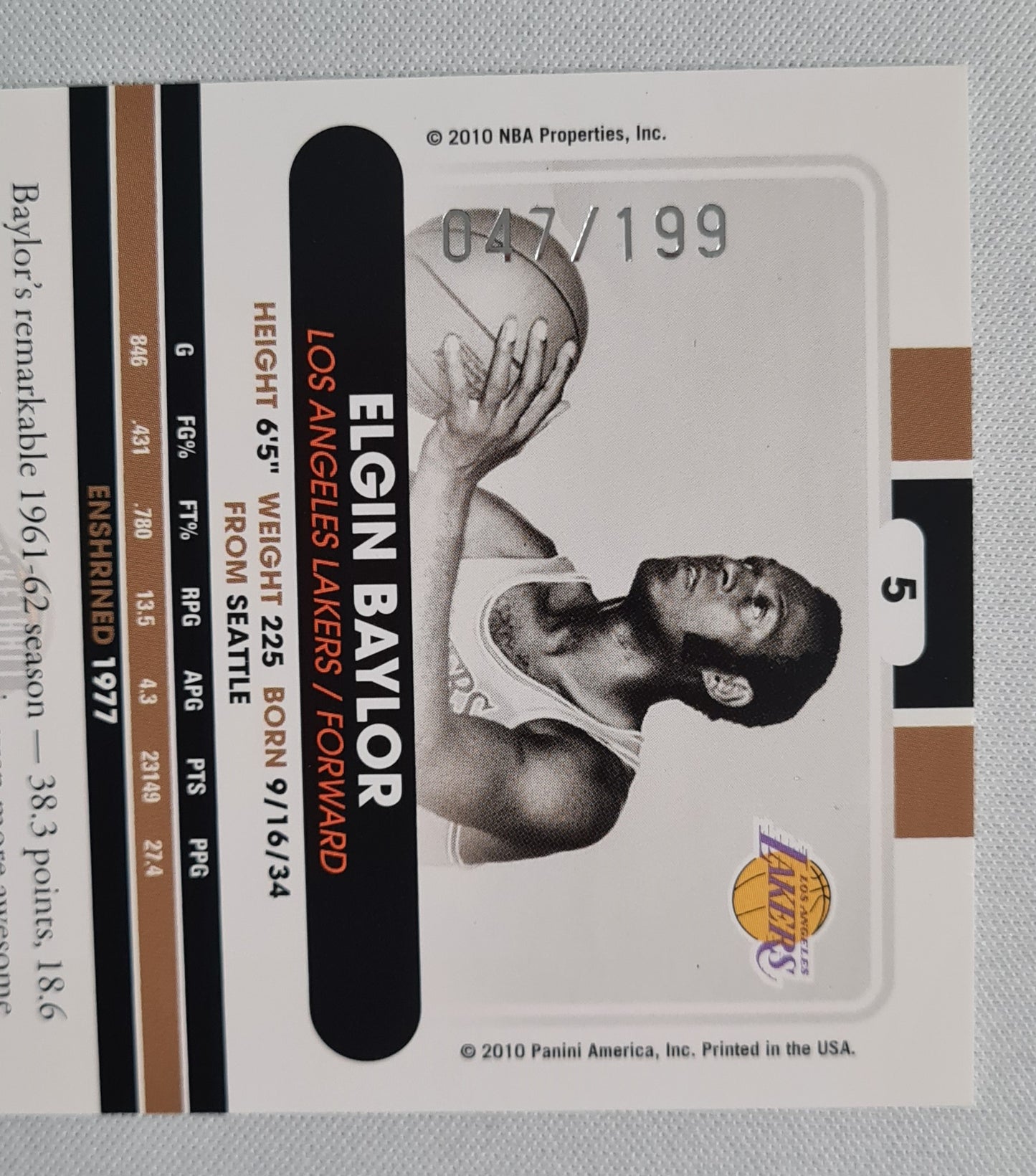 NBA Basketball (lot of 12 Cards) - 2010 Panini Basketball Hall of Fame 12x /199