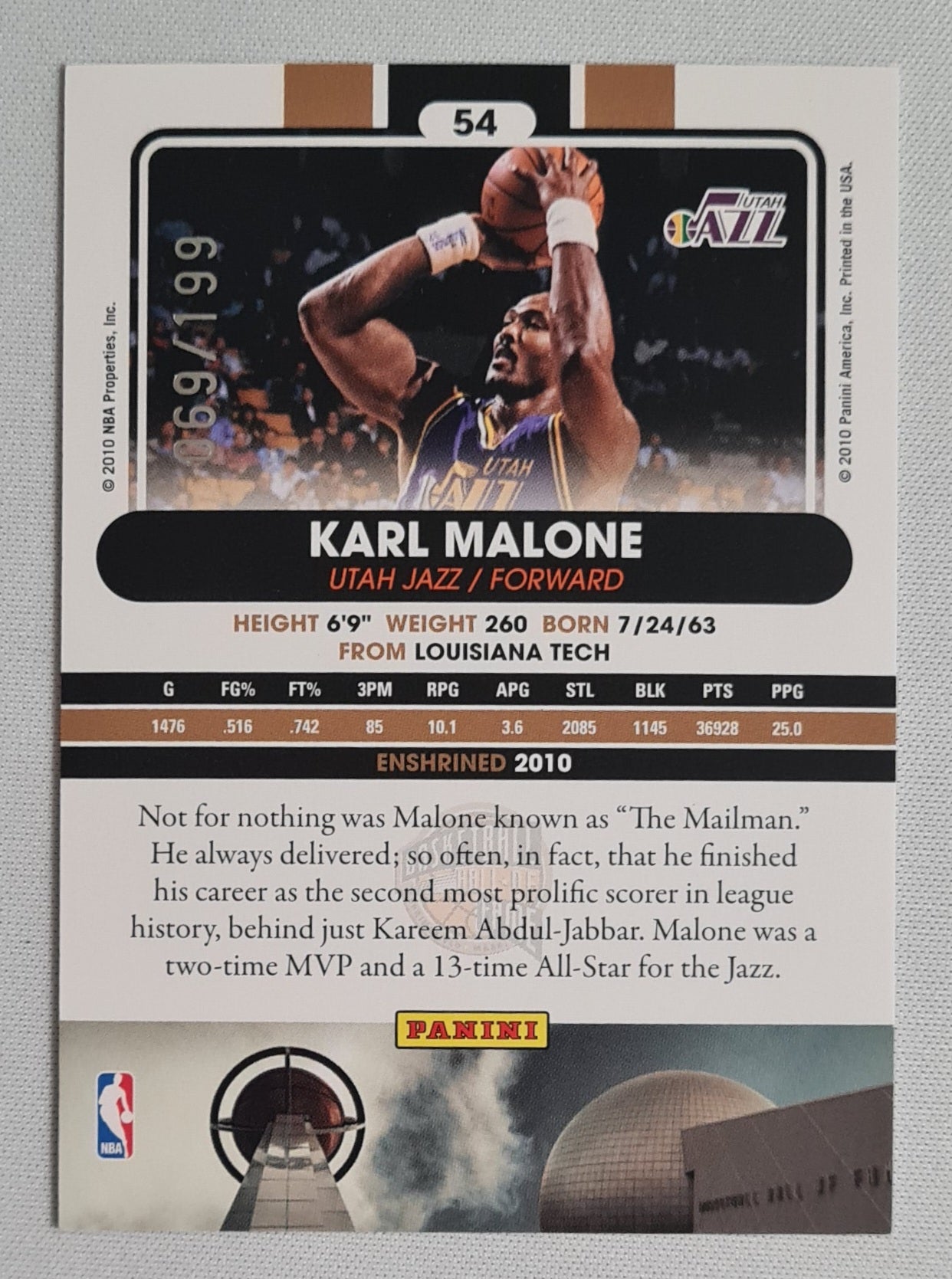 NBA Basketball (lot of 12 Cards) - 2010 Panini Basketball Hall of Fame 12x /199