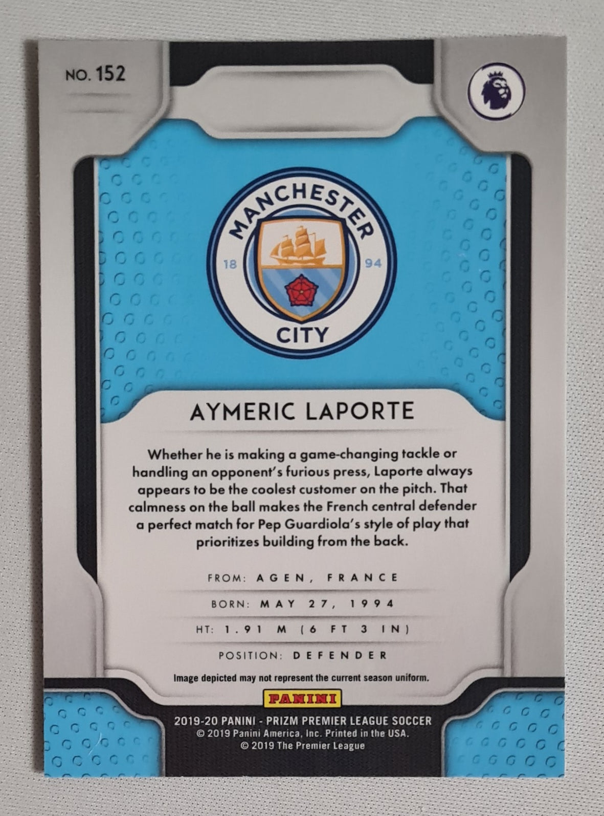 Aymeric LaPorte - 2019/20 Panini Prizm Premier League Soccer Manchester City #152