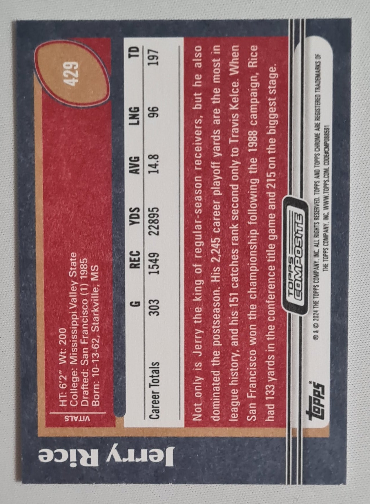 Jerry Rice - 2024 Topps Composite NFL San Francisco 49ers #429