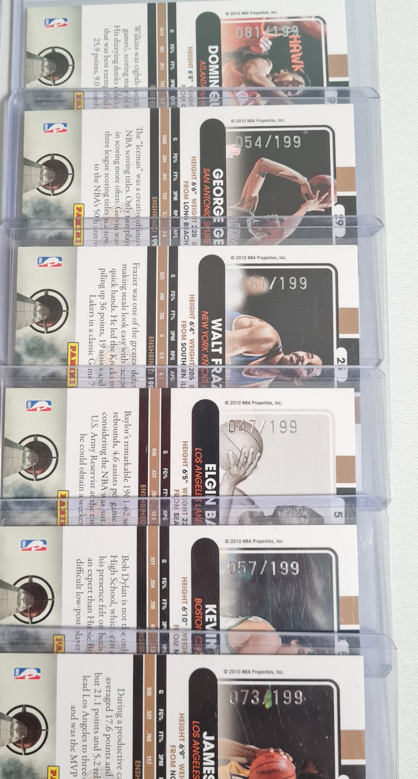 NBA Basketball (lot of 12 Cards) - 2010 Panini Basketball Hall of Fame 12x /199