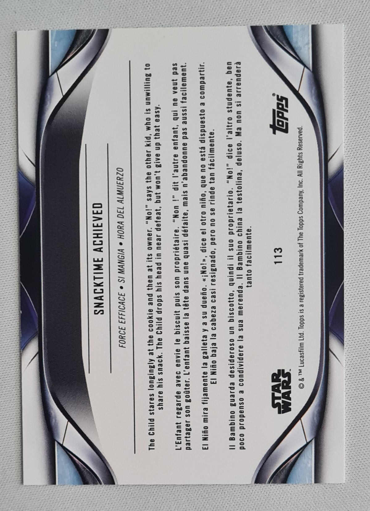 Snacktime Achieved - 2021 Topps The Mandalorian Star Wars #113
