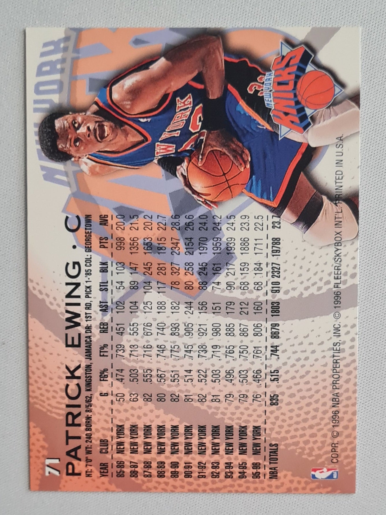 Patrick Ewing - 1996/97 Fleer/Skybox NBA Basketball New York Knicks  #71
