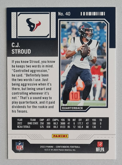 C.J. Stroud - 2023 Panini Contender Football Season Ticket NFL Houston Texans #40