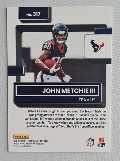 John Metchie III - 2022 Panini Donruss Football NFL Texans Rated Rookie #317