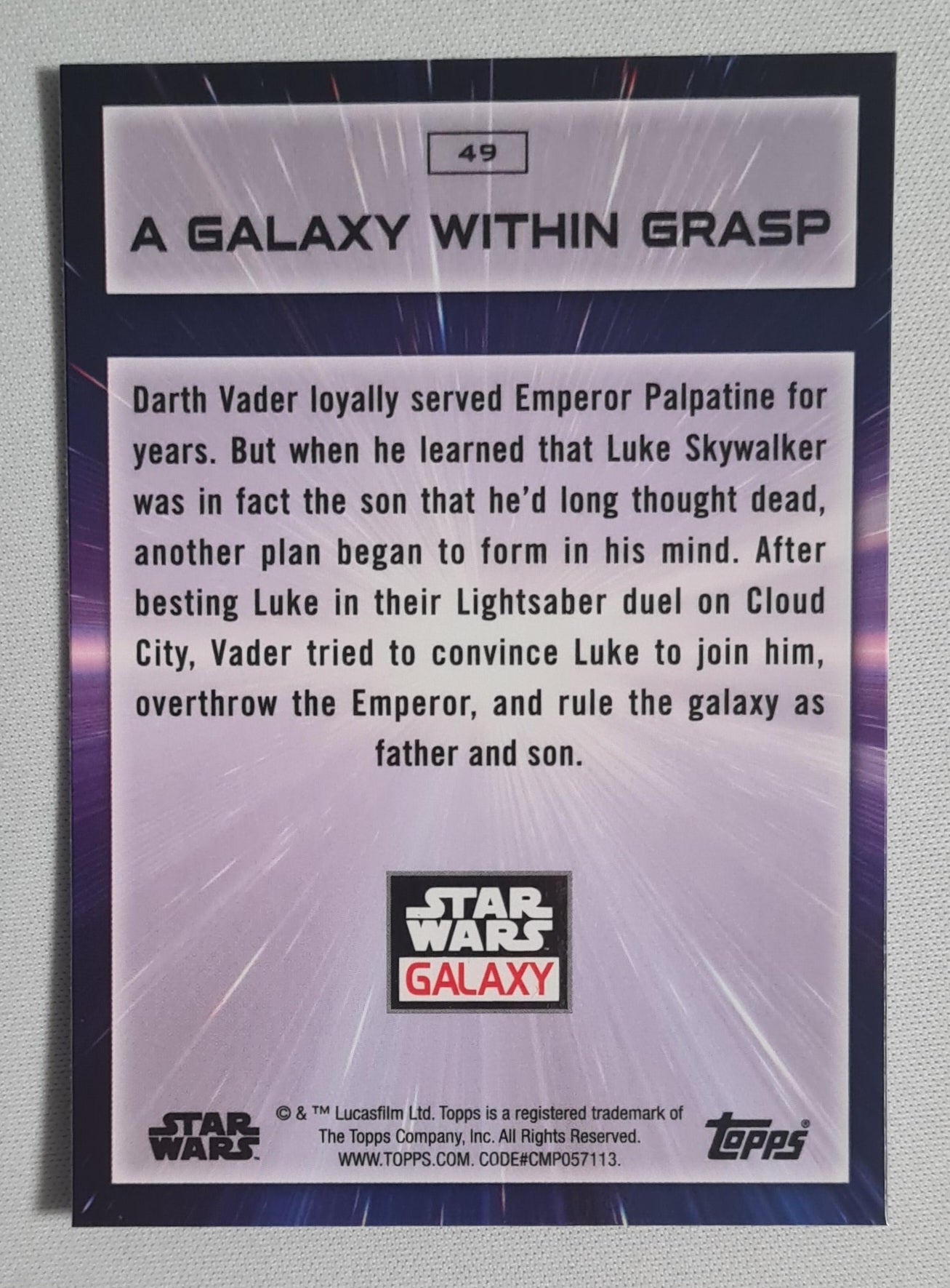 Darth Vader - 2021 Topps Star Wars Galaxy - A Galaxy Within Grasp #49