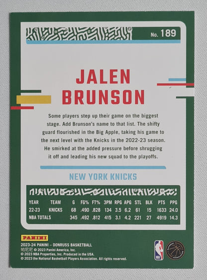 Jalen Brunson - 2023/24 Panini Donruss Basketball NBA New York Knicks #189