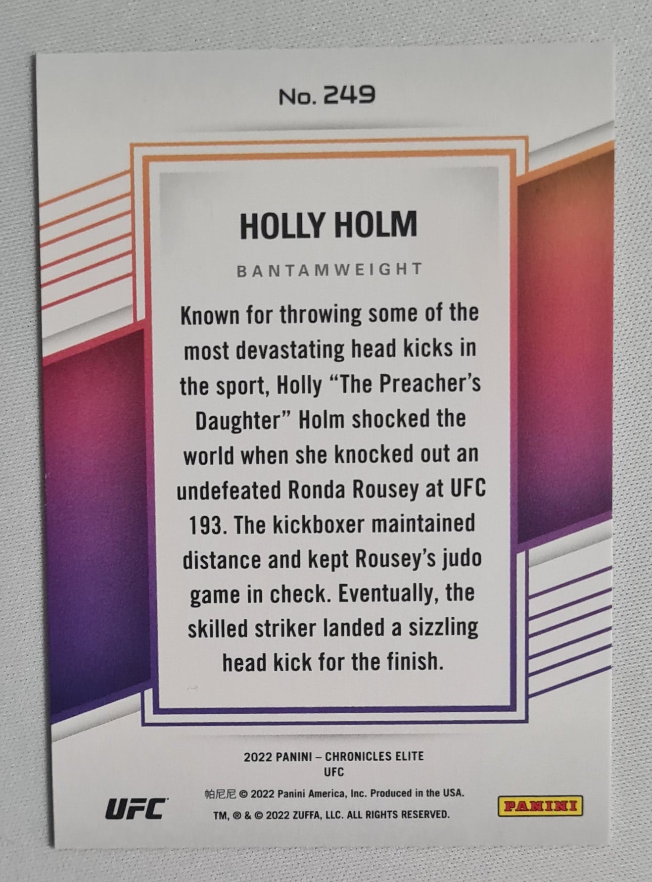 Holly Holm - 2022 Panini Chronicles Elite UFC Women's Bantamweight #249