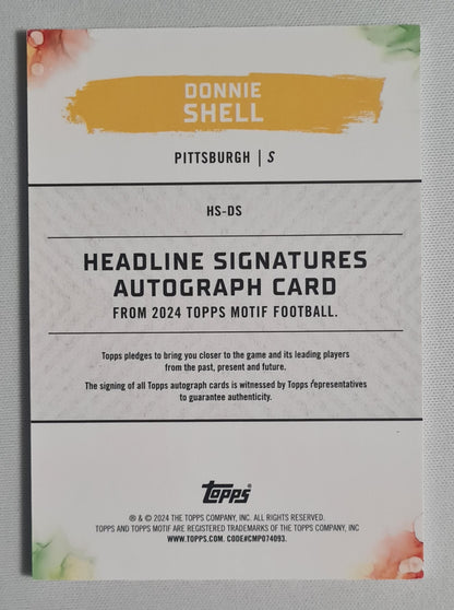 Donnie Shell - 2024 Topps Motif NFL Pittsburgh Steelers #HS-DS /20 Autograph