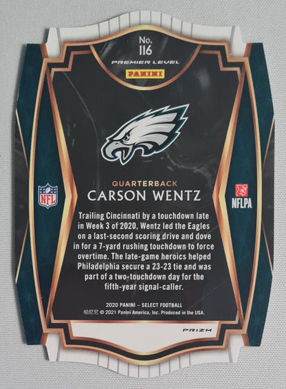 Carson Wentz - 2020 Panini Select Football Die Cut Premier Level NFL Philadelphia Eagles #116