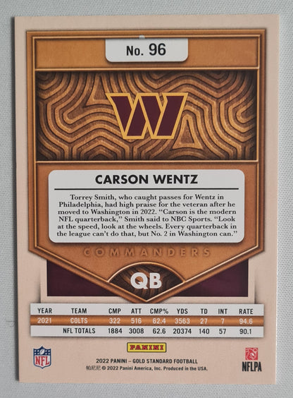Carson Wentz - 2022 Panini Gold Standard Football Washington Commanders #96 Gold /30