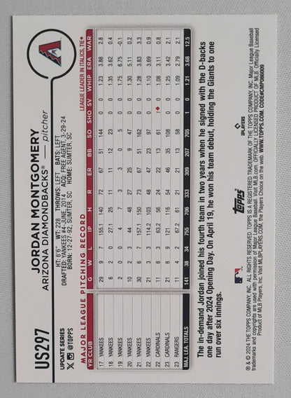 Jordan Montgomery - 2024 Topps MLB Diamondbacks US297 Refractor