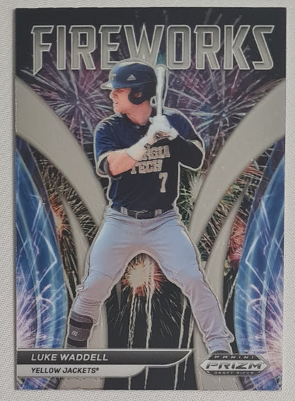 Luke Waddell - 2021 Panini Prizm Draft Picks Baseball Fireworks Yellow Jackets GT #F-LW