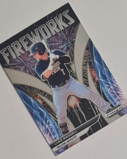 Luke Waddell - 2021 Panini Prizm Draft Picks Baseball Fireworks Yellow Jackets GT #F-LW