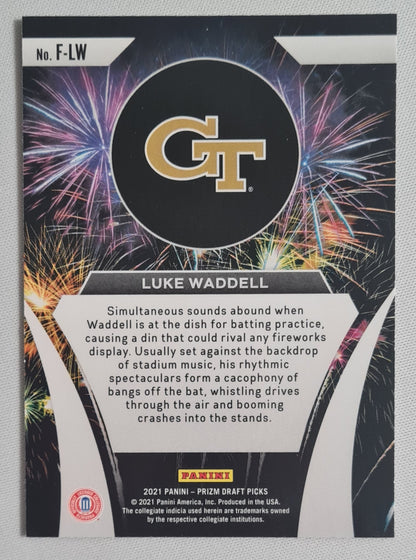 Luke Waddell - 2021 Panini Prizm Draft Picks Baseball Fireworks Yellow Jackets GT #F-LW