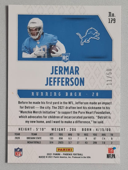 Jermar Jefferson - 2021 Panini Phoenix Football NFL Lions (RC )# 179 Cracked Ice /50
