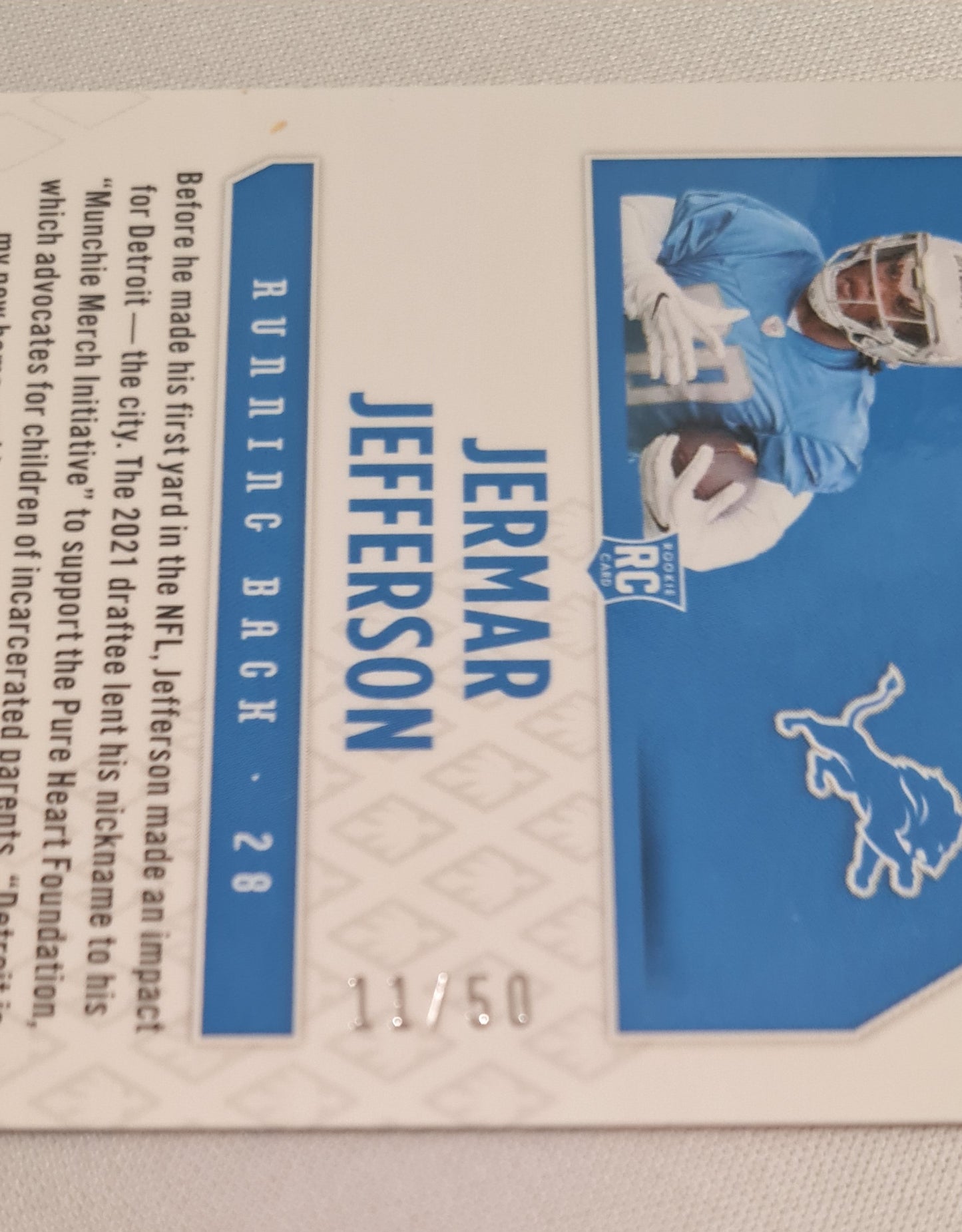 Jermar Jefferson - 2021 Panini Phoenix Football NFL Lions (RC )# 179 Cracked Ice /50