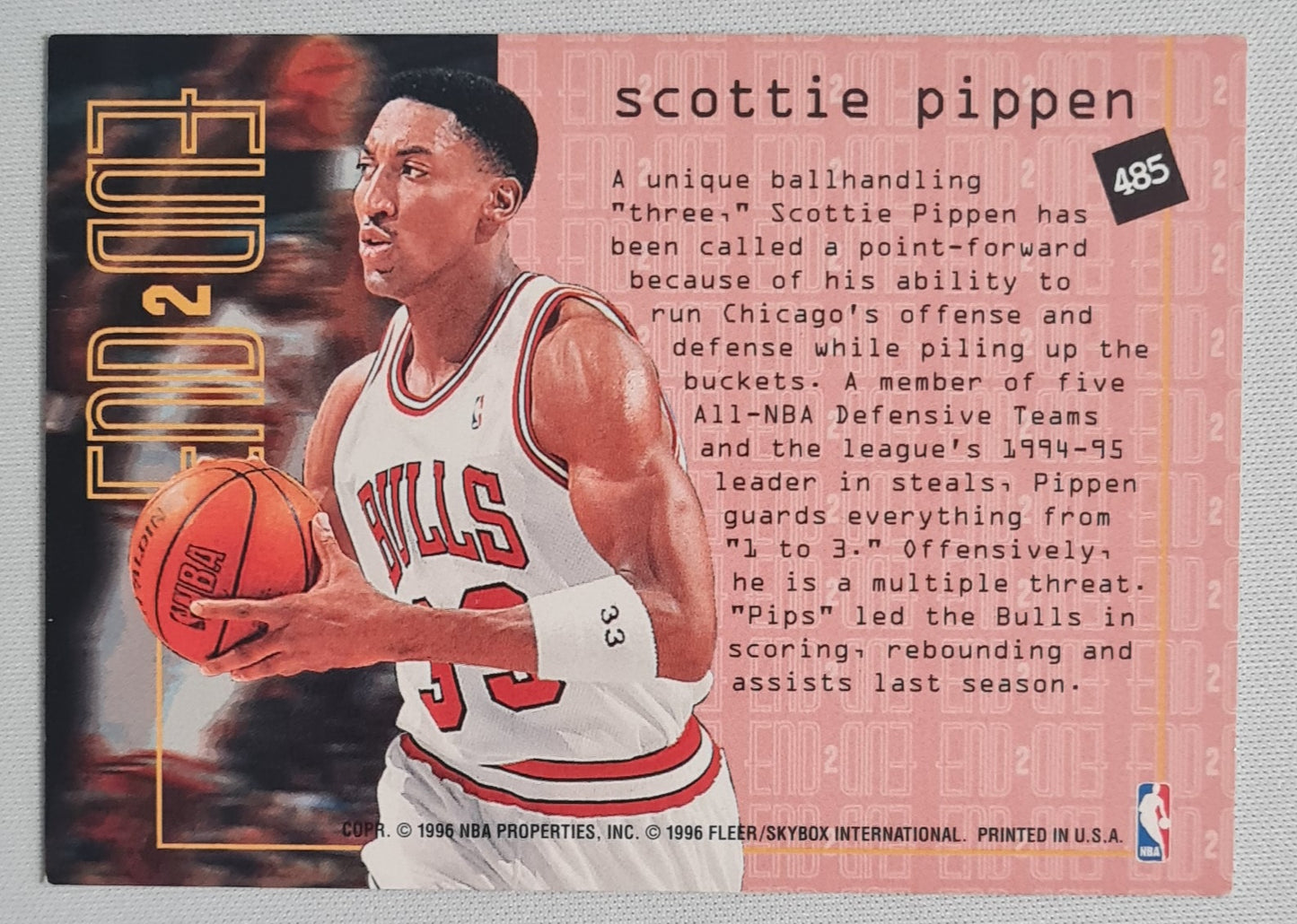 Scottie Pippen - 1995/96 Fleer/SkyBox International "End 2 End" NBA Basketball Chicago Bulls #485