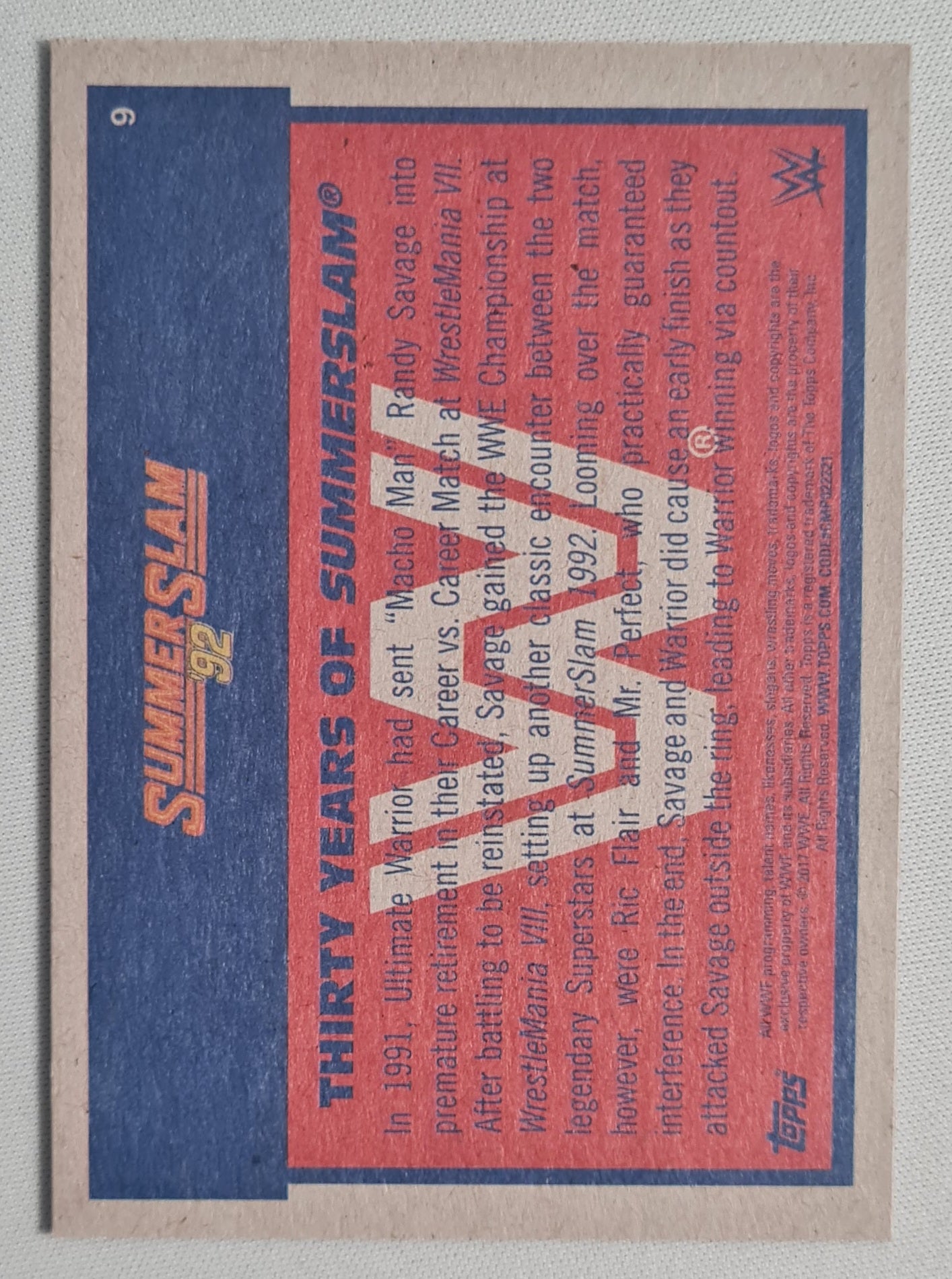 Ultimate Warrior - 2017 Topps WWE SummerSlam 1992 Matches #9