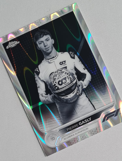 Pierre Gasly - 2022 Topps Chrome F-1 Scuderia Alphatauri #44 Black & White Ray Wave