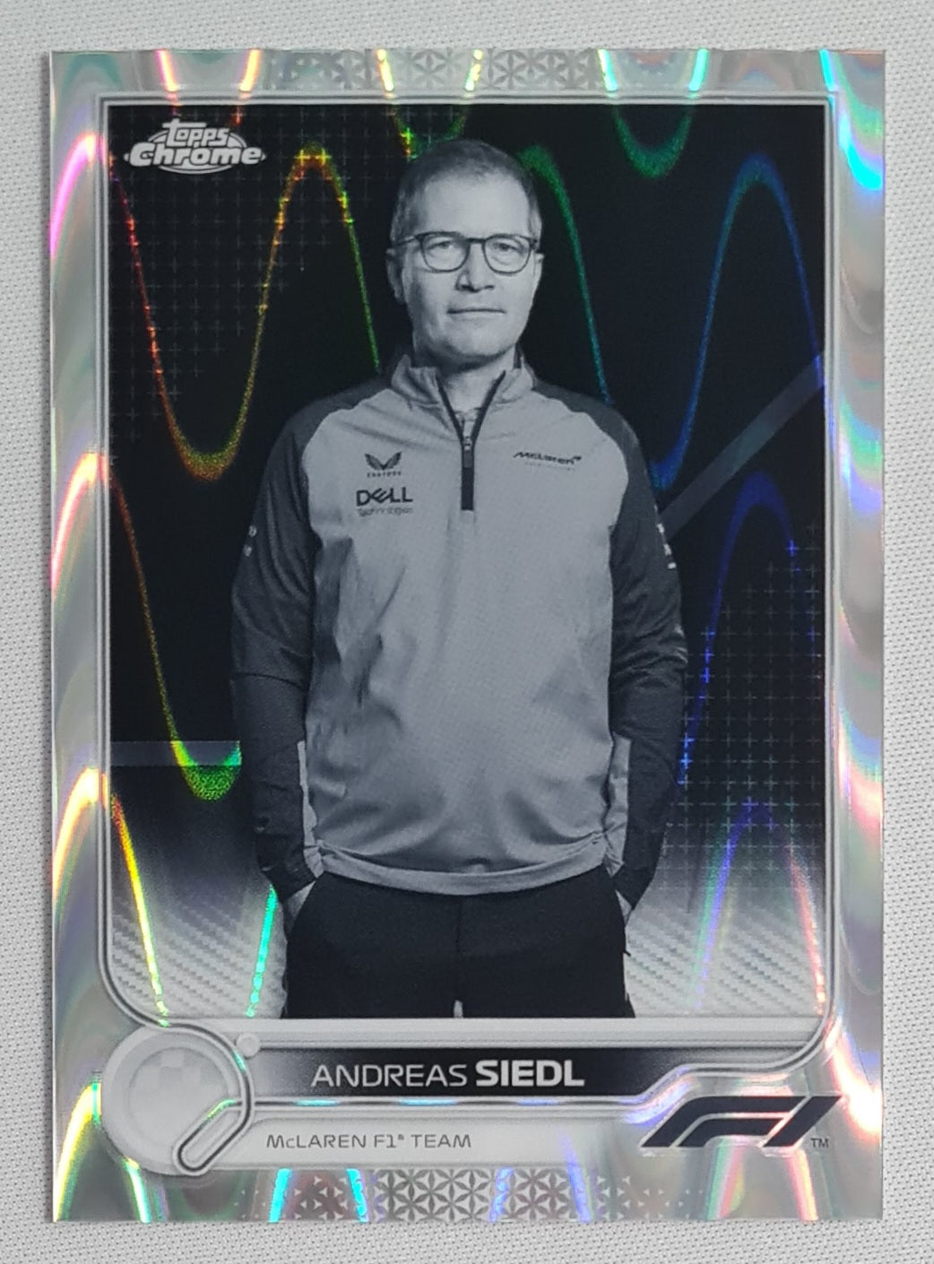 Andreas Siedl - 2022 Topps Chrome McLaren F-1 Team  #104 Black & White Ray Wave