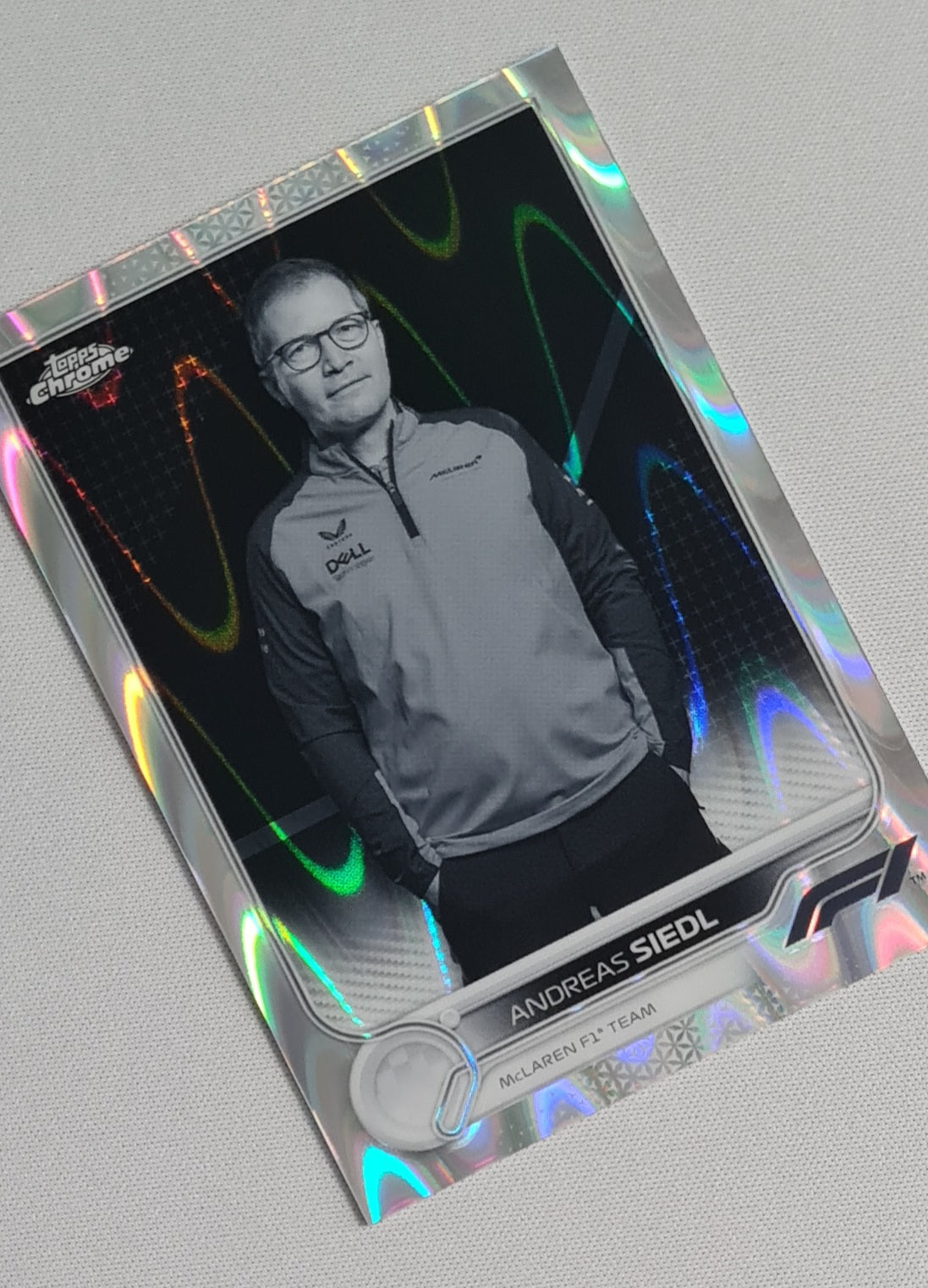 Andreas Siedl - 2022 Topps Chrome McLaren F-1 Team  #104 Black & White Ray Wave