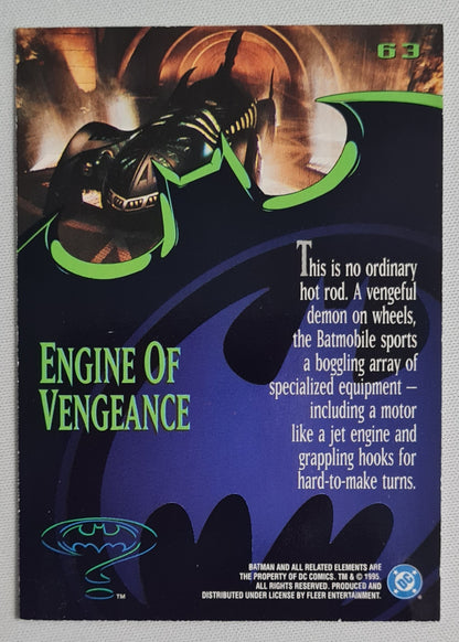 Batman - 1995 Fleer Ultra Batman Forever "Engine of Vengeance" #63 Batmobile Card