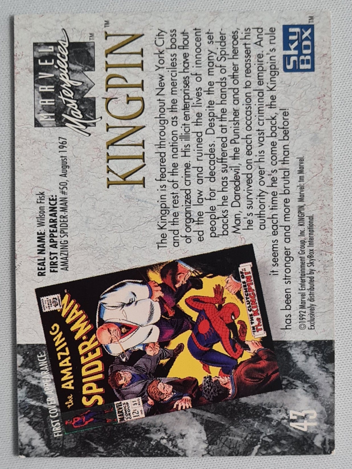 Kingpin - 1992 Marvel Entertainments SkyBox Marvel Masterpieces #43