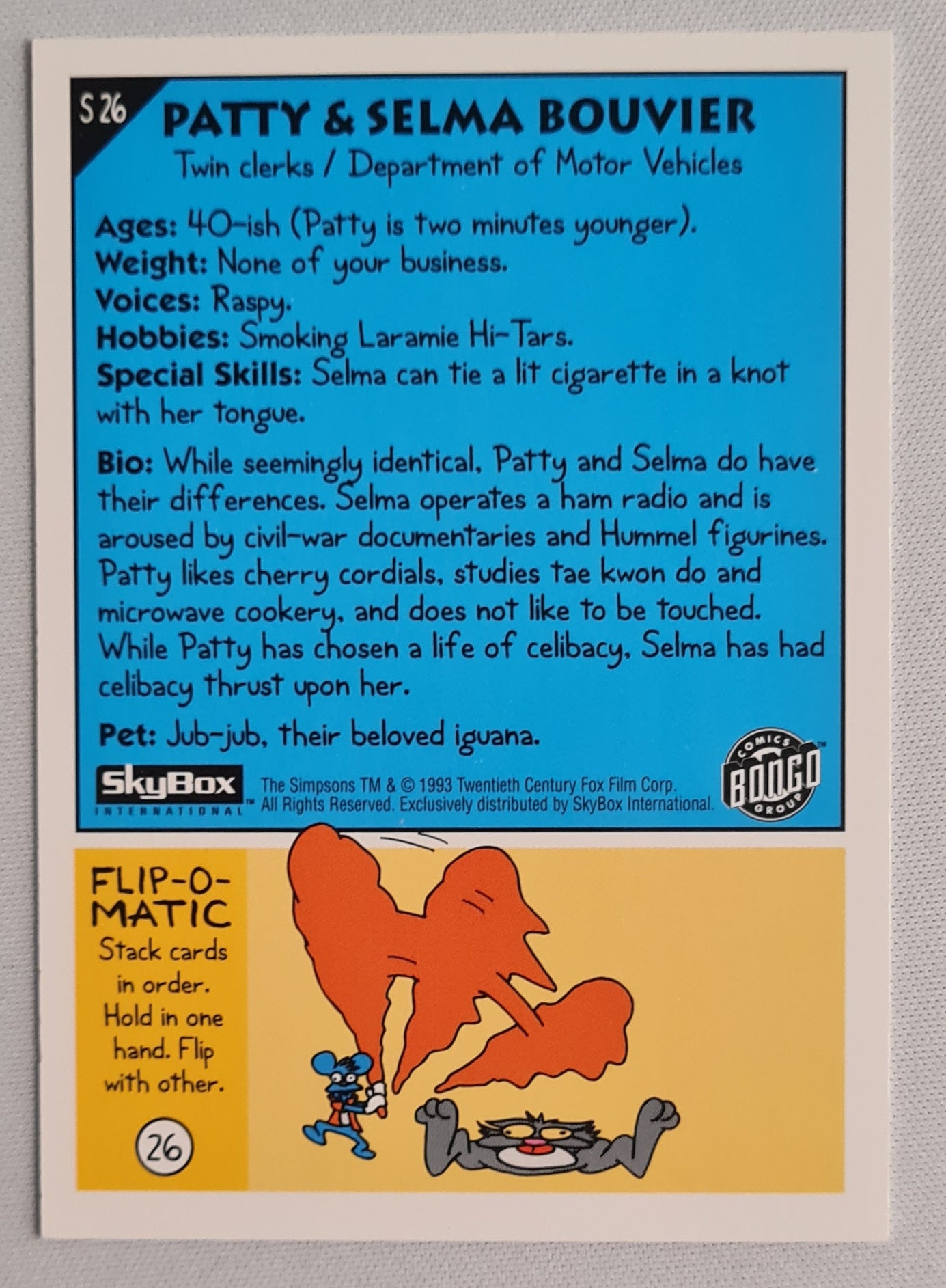 Patty & Selma Bouvier - 1993 SkyBox The Simpson (Comics Bongo Group) #S-26
