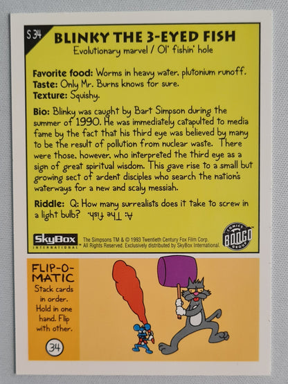 Blinky the 3-eyed Fish - 1993 SkyBox The Simpson (Comics Bongo Group) #S-34