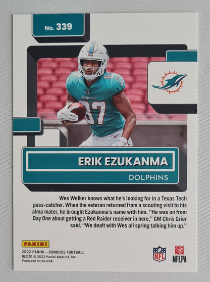 Erik Ezukanma - 2022 Panini Donruss Football Rated Rookie - NFL Miami Dolphins #339