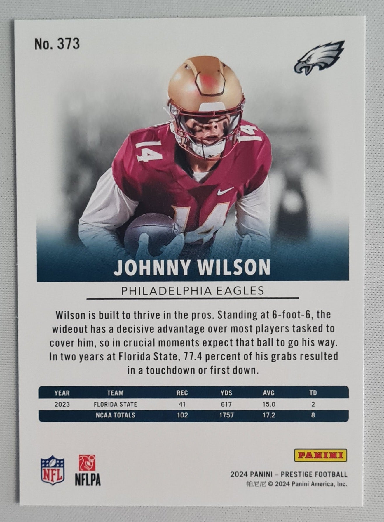 Johnny Wilson - 2024 Panini Prestige Football NFL Philadelphia Eagles #373