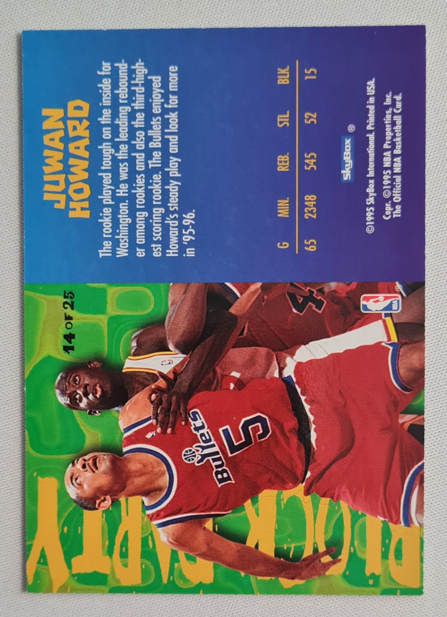 Juwan Howard - 1995 SkyBox Basketball Block Party - NBA Bullets 14 of 25