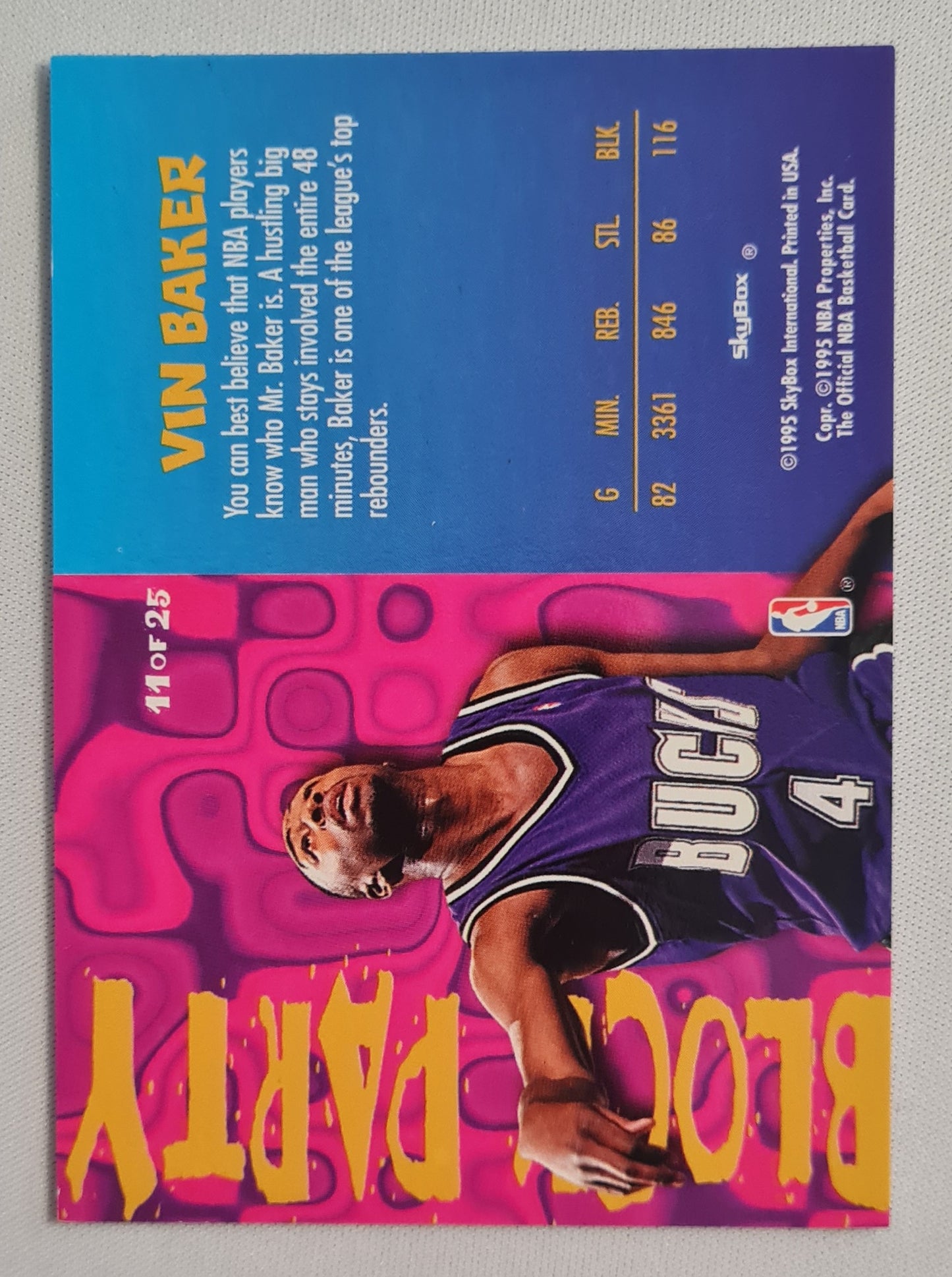 Vin Baker - 1995 SkyBox Basketball Block Party - NBA Bucks 11 of 25