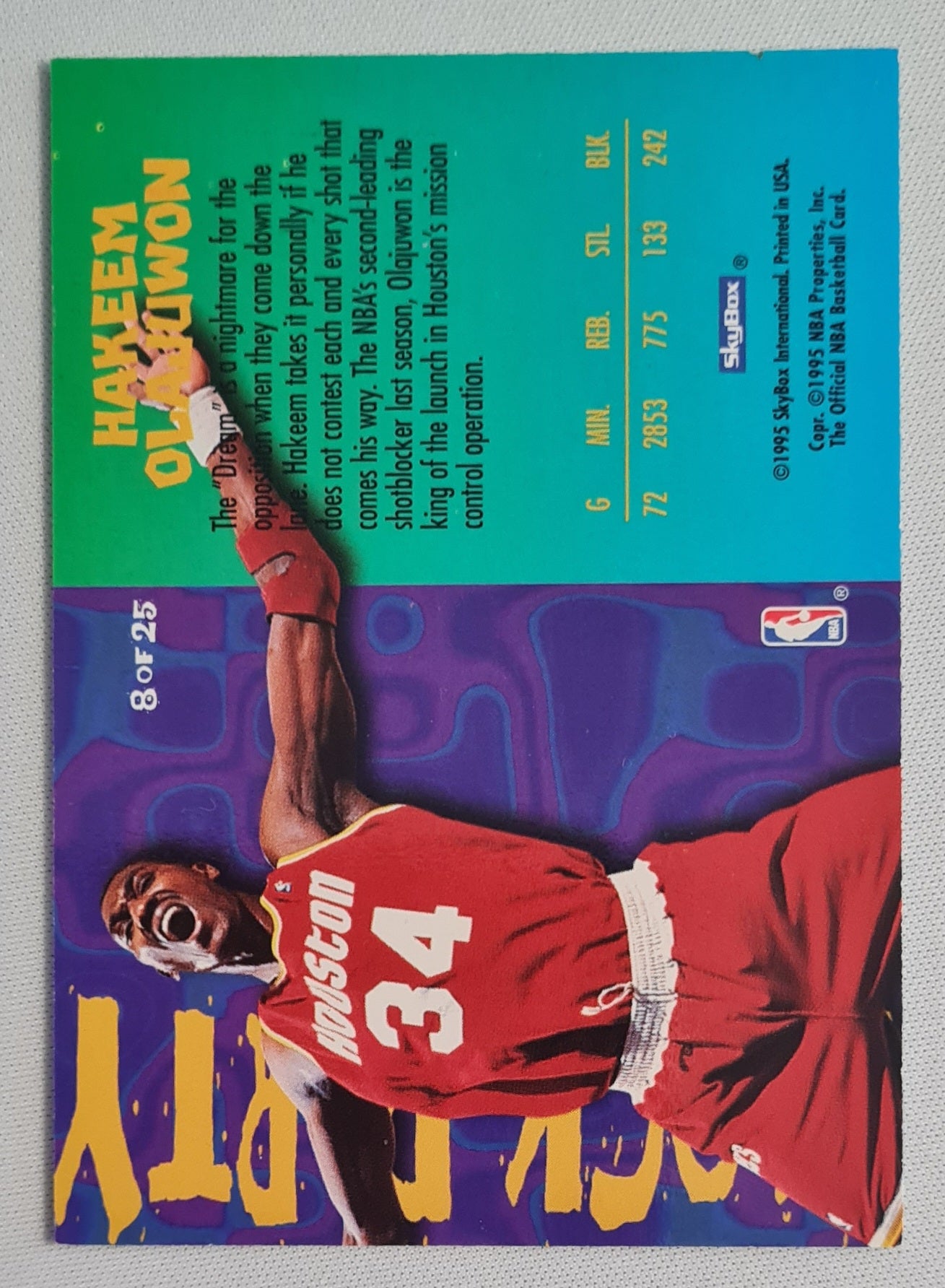 Hakeem Olajuwon - 1995 SkyBox Basketball Block Party - NBA Rockets #08 of 25