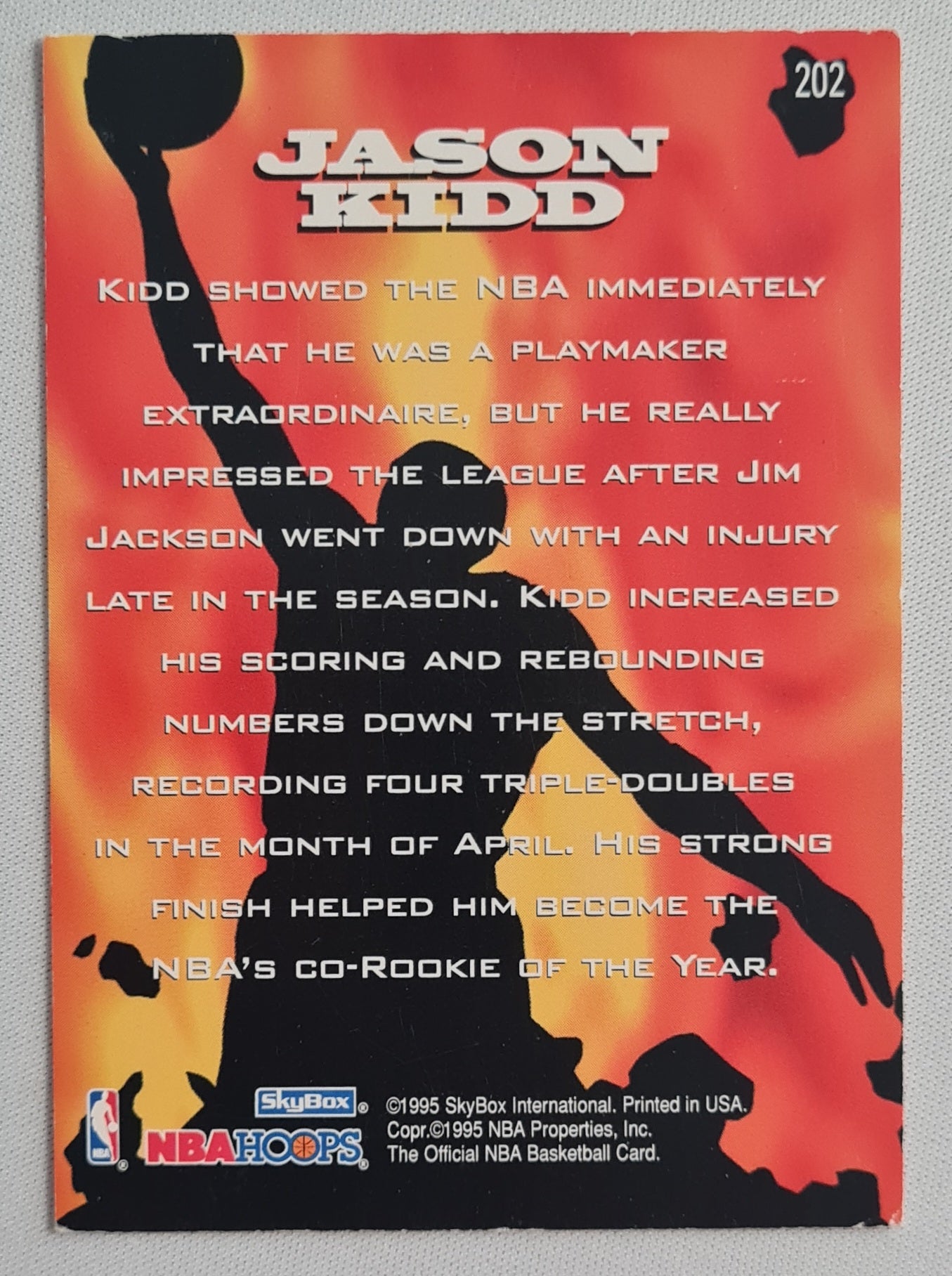 Jason Kidd - 1995 SkyBox NBA Basketball - Sizzlin' Sophs - Dallas #202