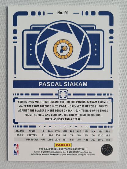 Pascal Siakam - 2023/24 Panini Photogenic Basketball NBA Indiana Pacers #91