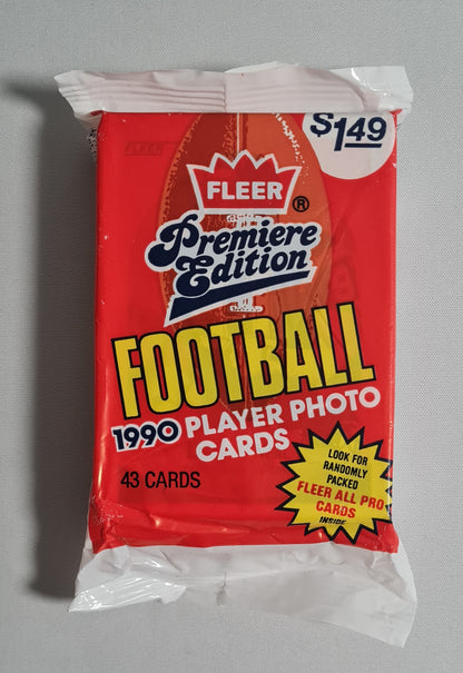 Football Cards  (One Pack)- 1990 Fleer Premiere Edition Football Player Photo Cards 43 Card Pack Sealed