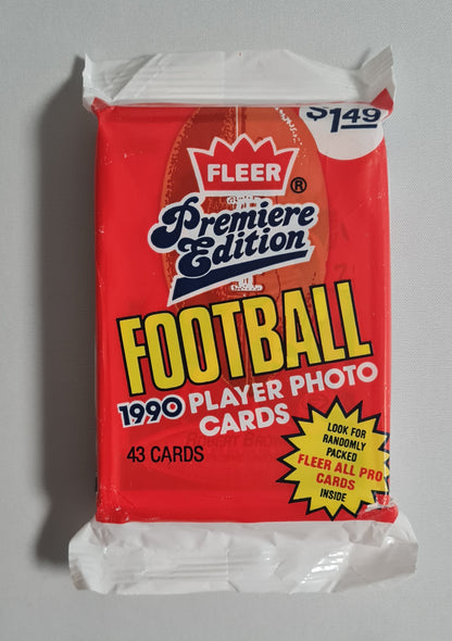 Football Cards  (One Pack)- 1990 Fleer Premiere Edition Football Player Photo Cards 43 Card Pack Sealed